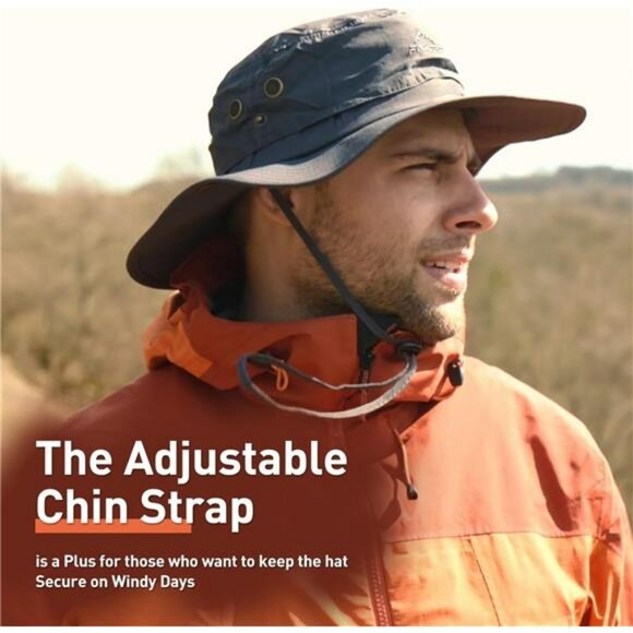 XL XXL Wide Brim Sun Hat UPF 50 Waterproof Bucket Hat Hiking Fishing Cap - Picture 5 of 7